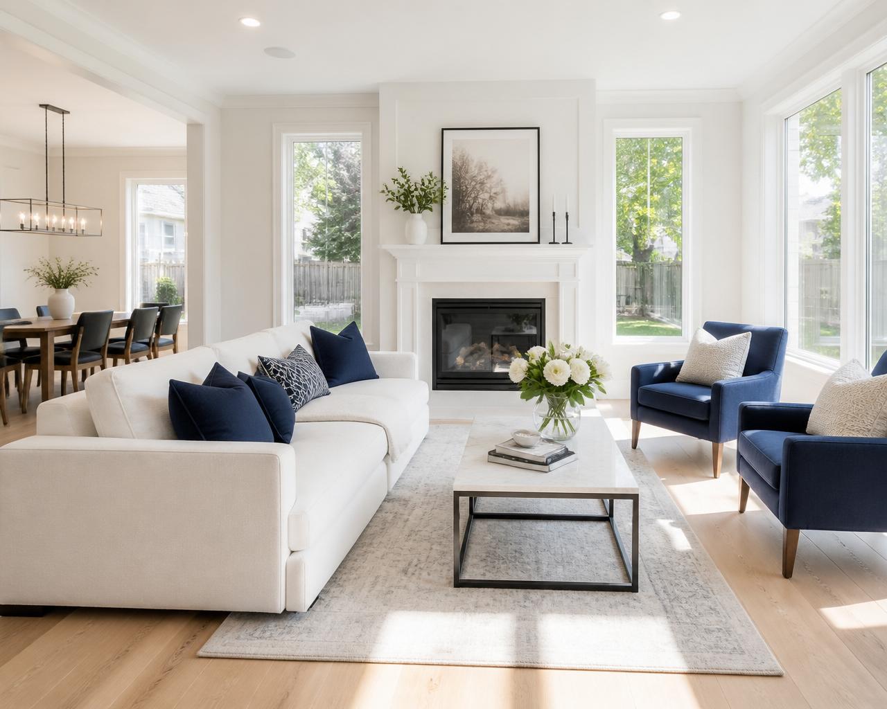 Bright, freshly cleaned modern living room in a Columbus Ohio home